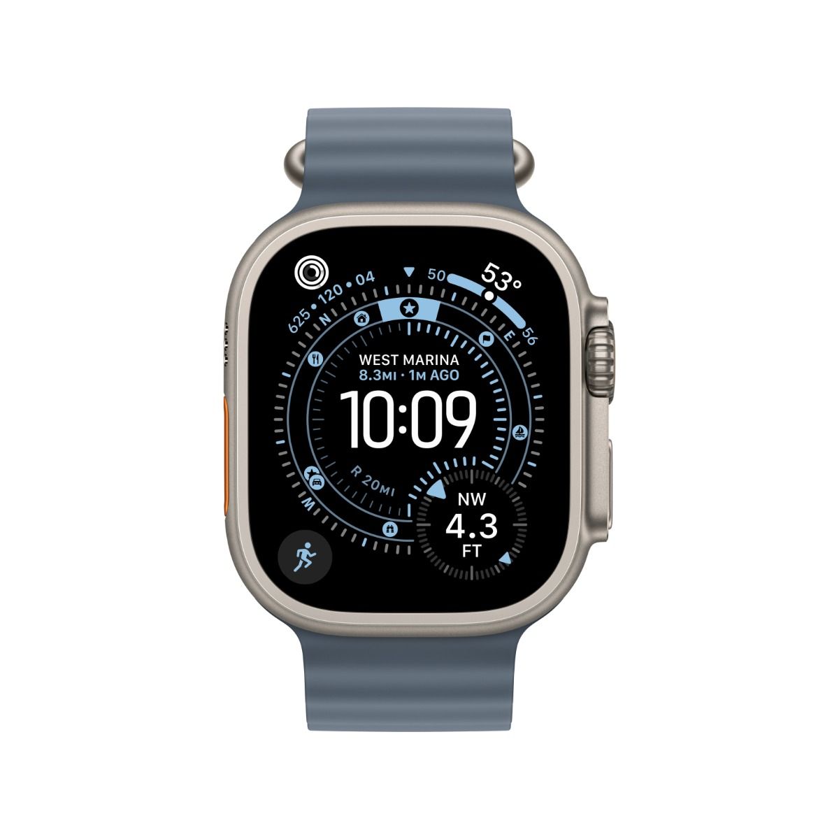Apple Watch Ultra 3 GPS & Cellular 49mm Natural Titanium Case with Anchor Blue Ocean Band - Blue