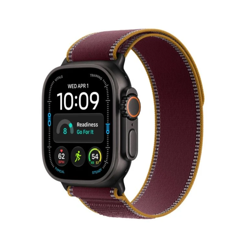 Apple Watch Ultra 4 GPS + Cellular 49mm Black Titanium Case with Burgundy Trail Loop - M/L - Burgundy