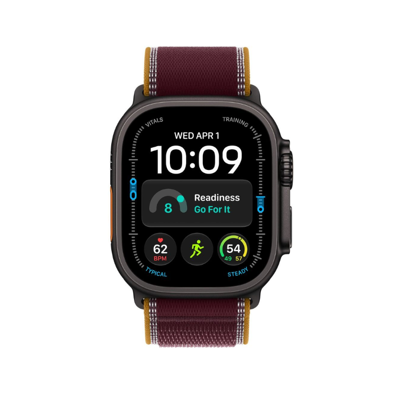 Apple Watch Ultra 4 GPS + Cellular 49mm Black Titanium Case with Burgundy Trail Loop - M/L - Burgundy
