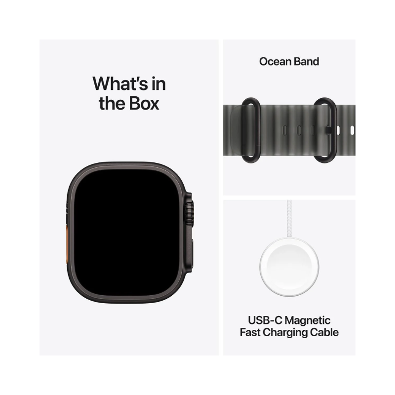 Apple Watch Ultra 4 GPS + Cellular 49mm Black Titanium Case with Translucent Black Ocean Band - Black