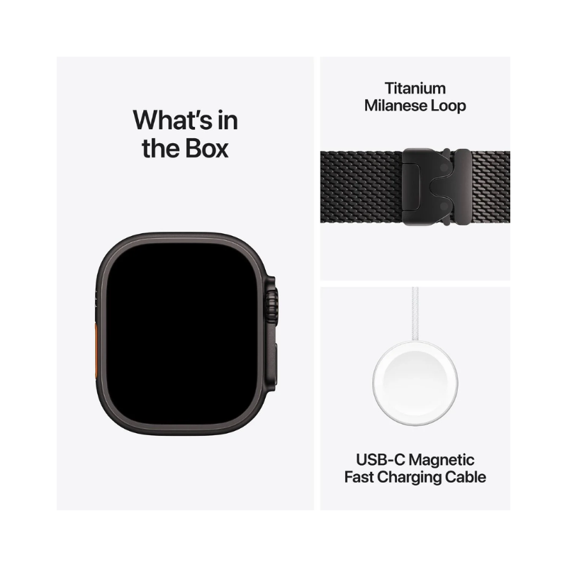 Apple Watch Ultra 4 GPS + Cellular 49mm Black Titanium Case with Black Titanium Milanese Loop - L