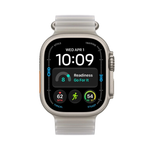 Apple Watch Ultra 4 GPS + Cellular 49mm Natural Titanium Case with Translucent Grey Ocean Band - Gray