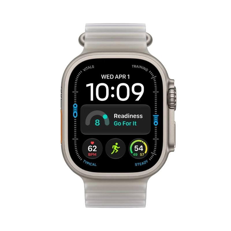 Apple Watch Ultra 4 GPS + Cellular 49mm Natural Titanium Case with Translucent Grey Ocean Band - Gray