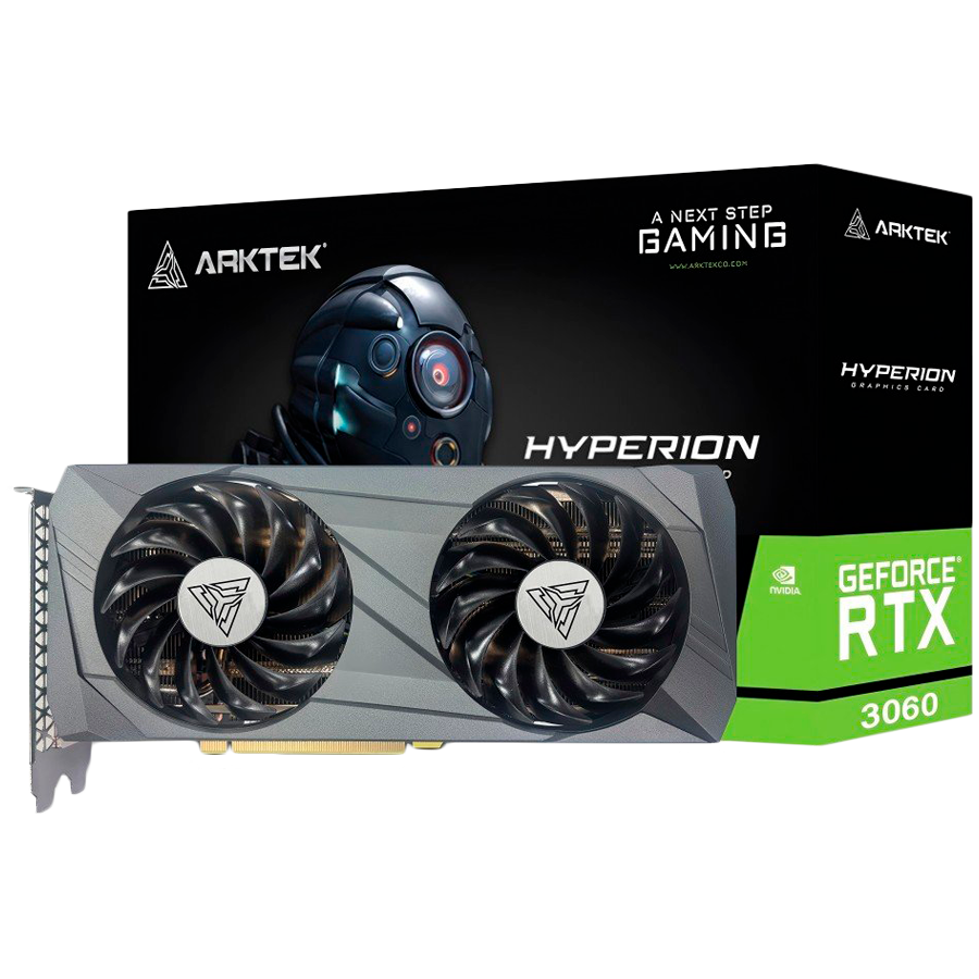 Arktek Geforce RTX3060 DDR6 12GB 192Bit TWIN FANS Graphics Card - Black