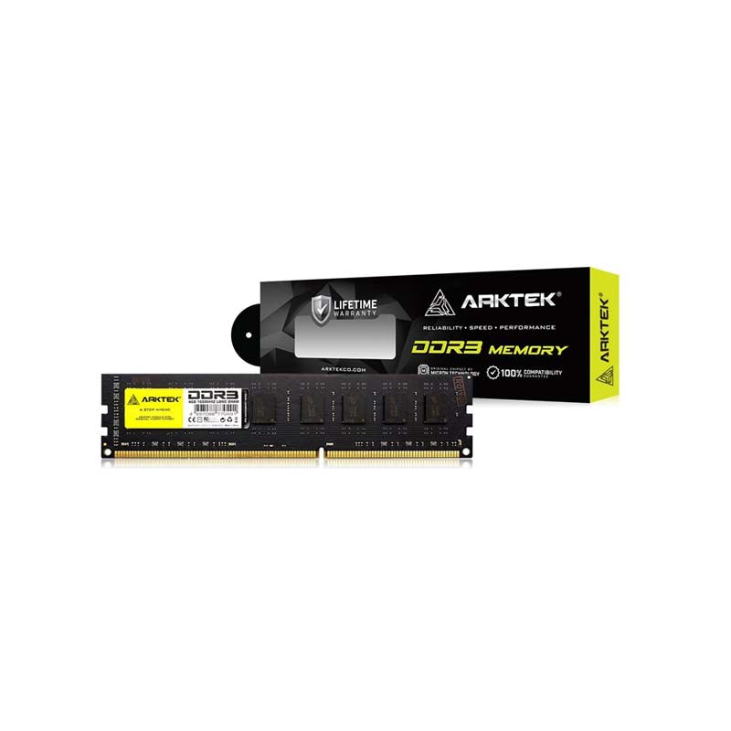 Arktek Memory 4GB DDR3 PC-1600 DIMM RAM Module for PC - Black