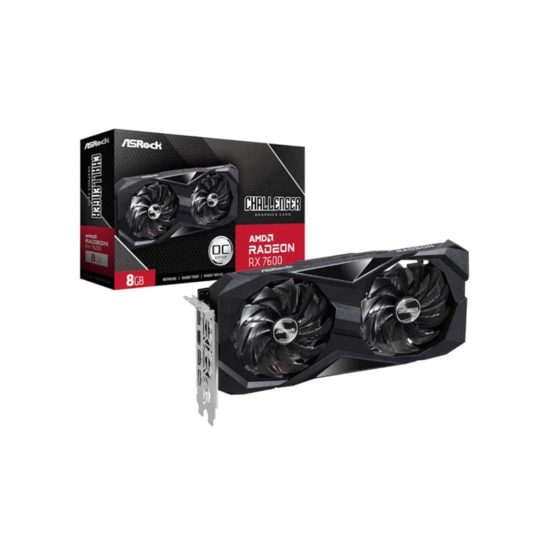 ASRock AMD Radeon RX 7600 Challenger 8GB OC Graphics Card - Black