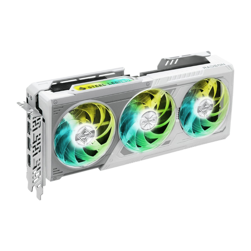 ASRock AMD Radeon RX 9070 XT Steel Legend 16GB Graphics Card - White