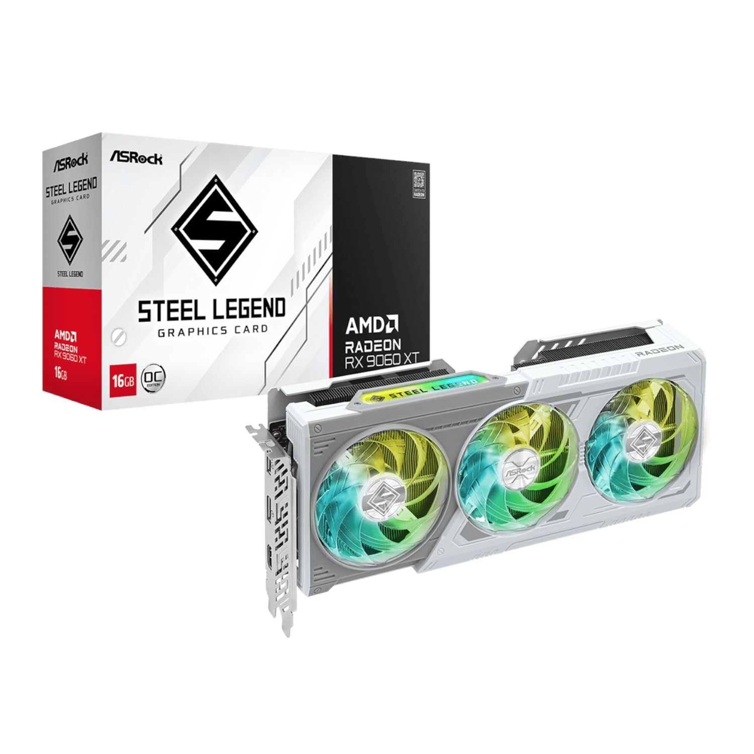 ASRock Radeon RX9060 XT Steel Legend 16G Graphics Card - White