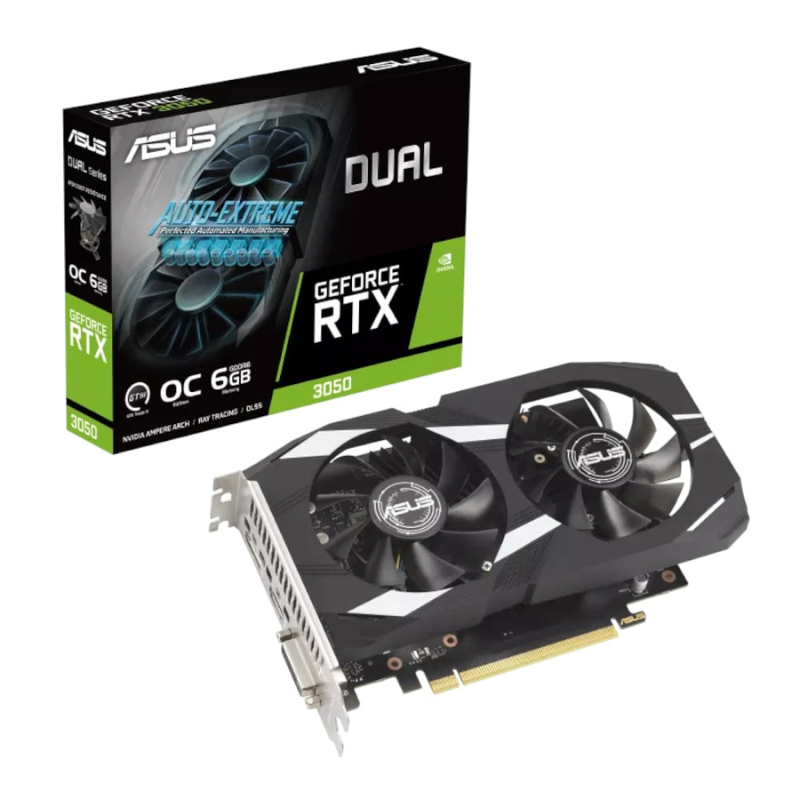 Asus Nvidia GeForce RTX 3050 Dual OC 6G Graphic Card - Black/White