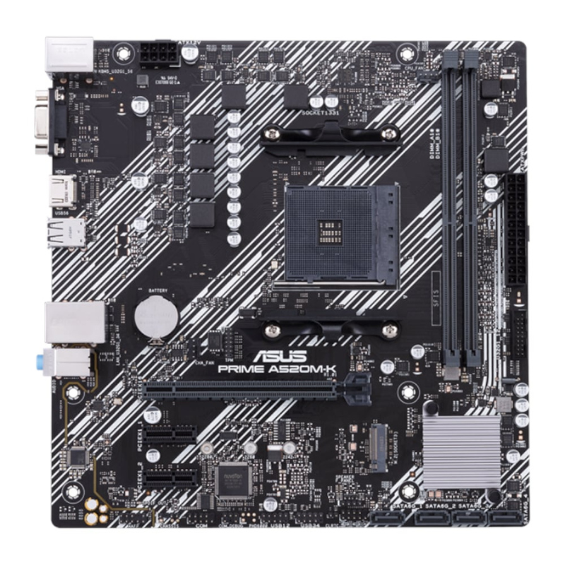 Asus Prime A520M-K AM4 M-ATX Motherboard - Black - Black