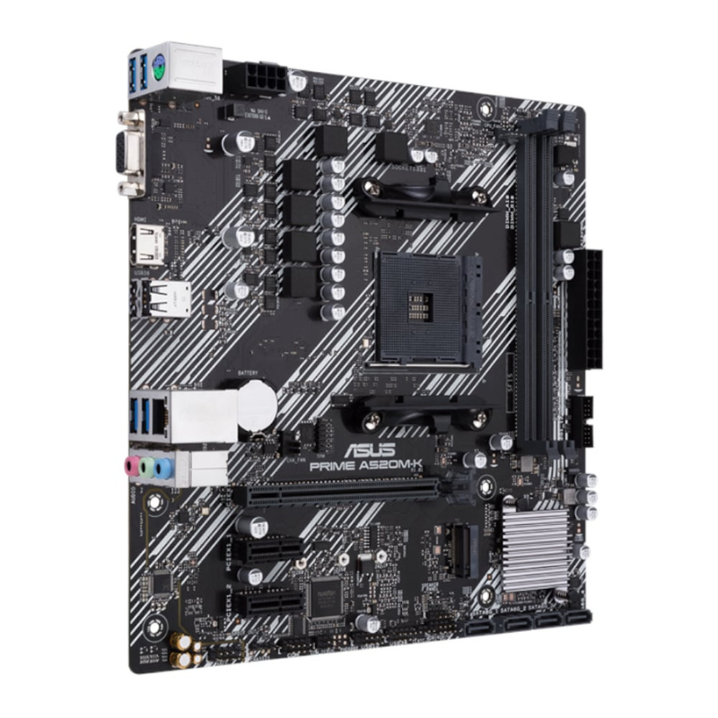 Asus Prime A520M-K AM4 M-ATX Motherboard - Black - Black