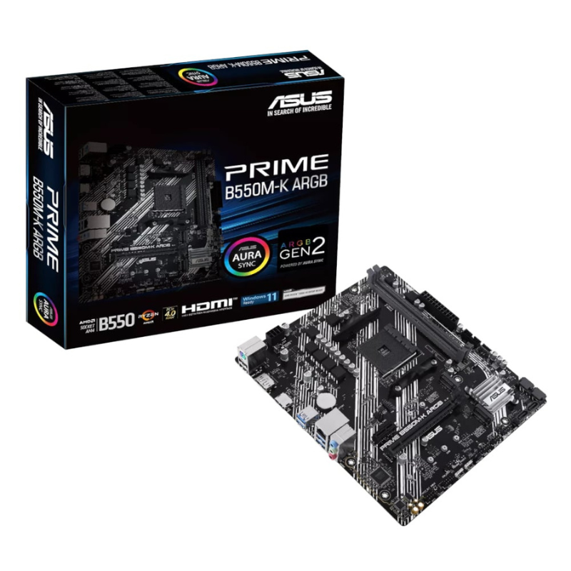 Asus Prime B550M-K ARGB AM4 M-ATX Motherboard - Black
