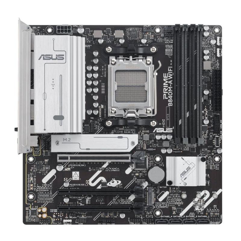 Asus Prime B840M-A WIFI M-ATX Gaming Motherboard - Black/Grey