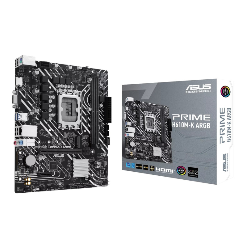 Asus Prime H610M-K ARGB Intel LGA1700 M-ATX Motherboard - Black