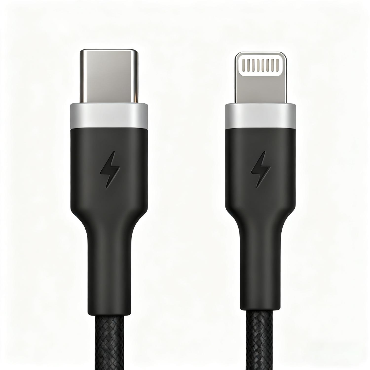 BIOND Lightning To Type-C Nylon Cable 1 Metre - Black - Black