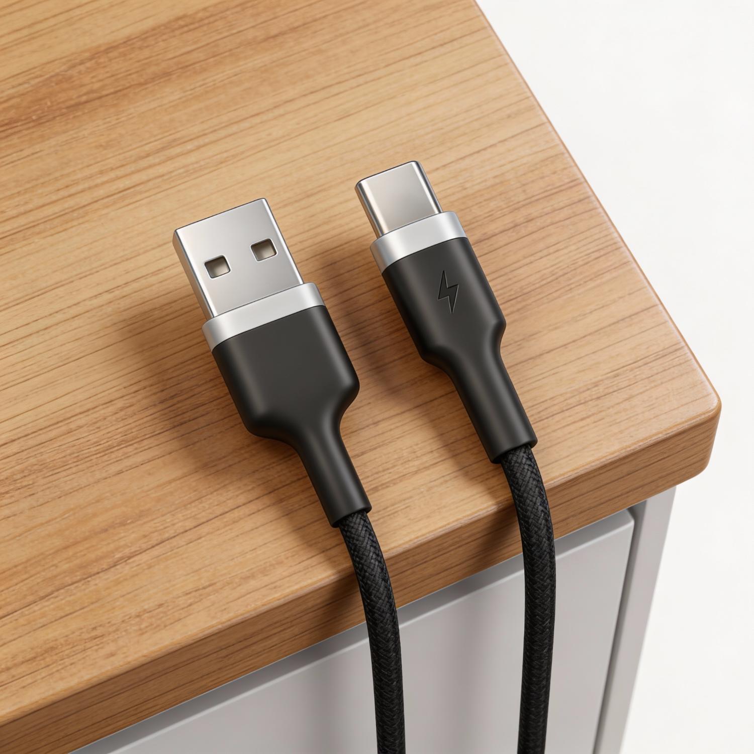 BIOND USB To Type-C Nylon Cable 1 Metre - Black - Black