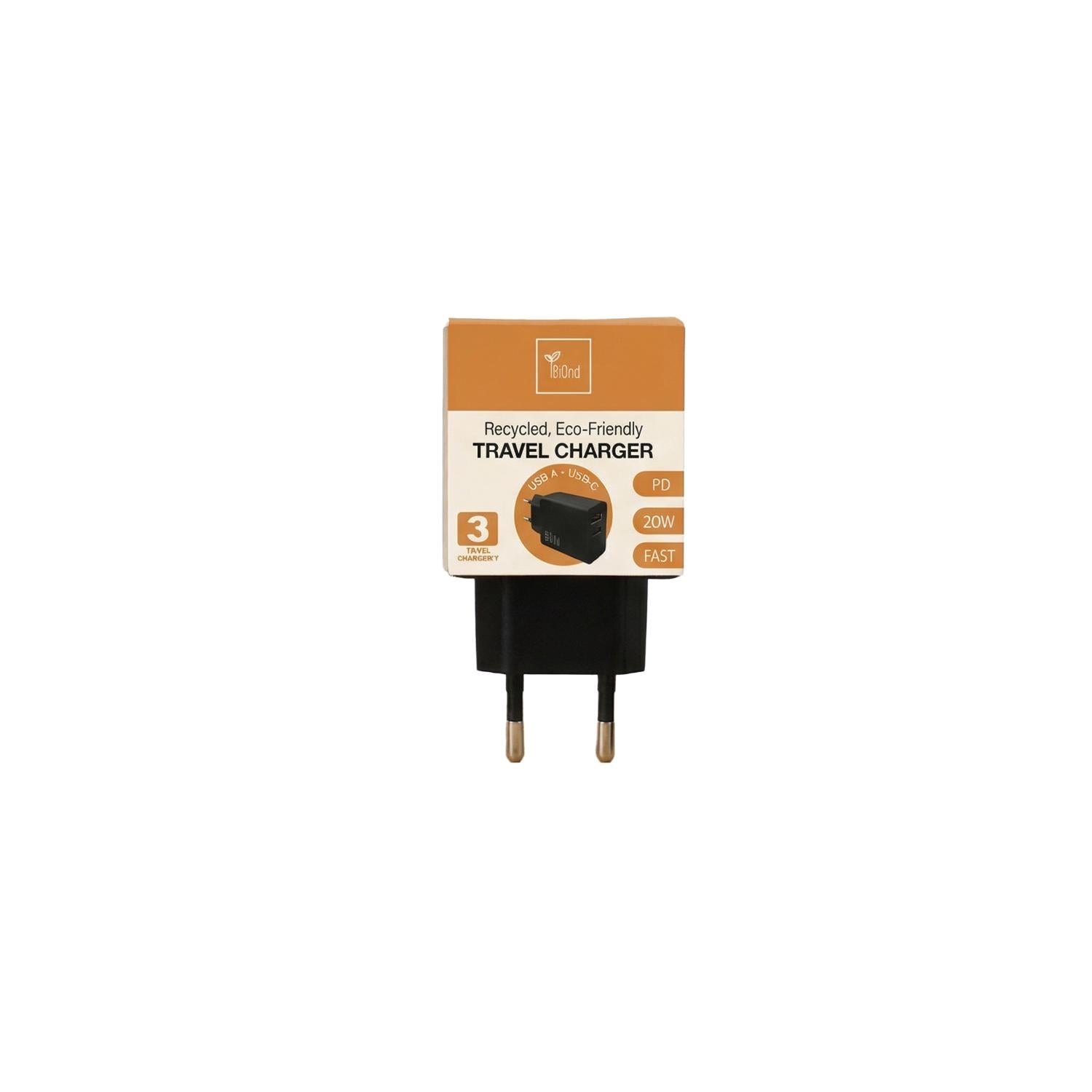 BIOND USB/Type-C PD Wall Charger 20W - Black - Black