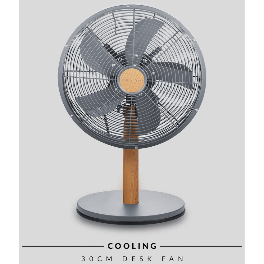 Boden Stark 30cm Oscillating Desk Fan with 3 Speeds - Kitchen and Home