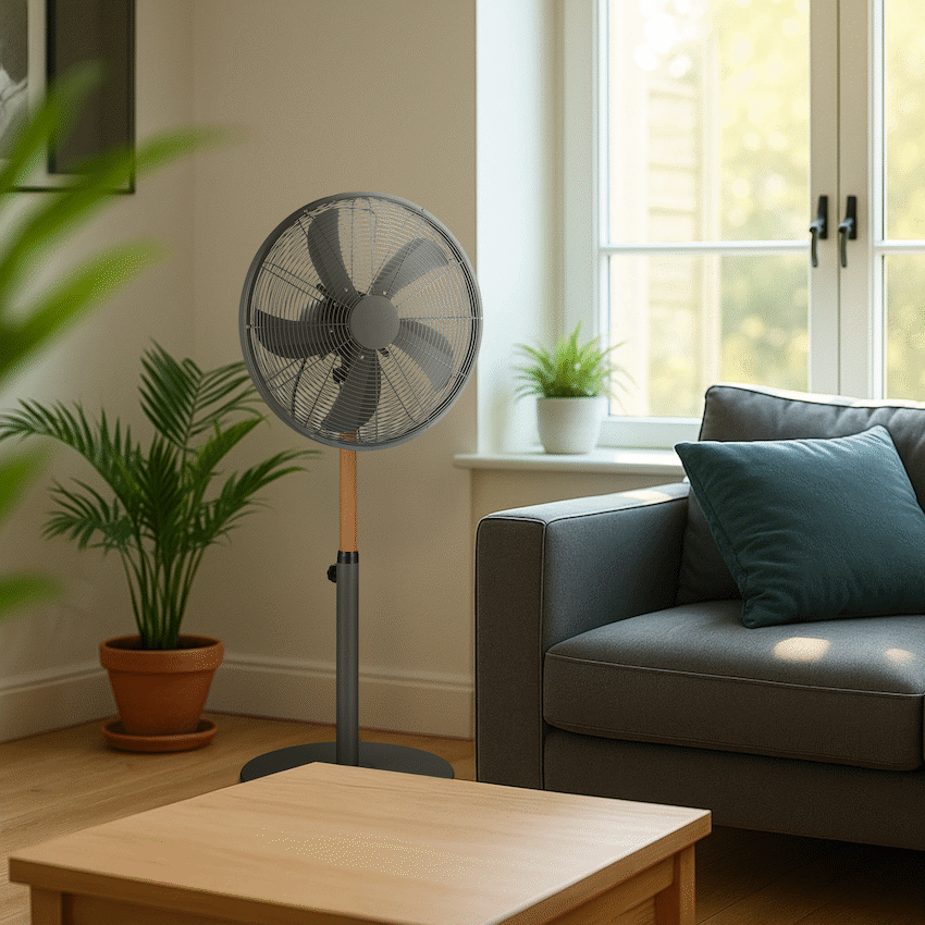 Boden Stark 40cm Stand Fan 50W 5 Blades Adjustable Height - Grey - Kitchen and Home