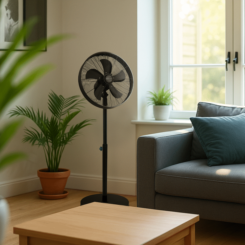 Boden Stark 45cm Stand Fan - Black - Black - Kitchen and Home