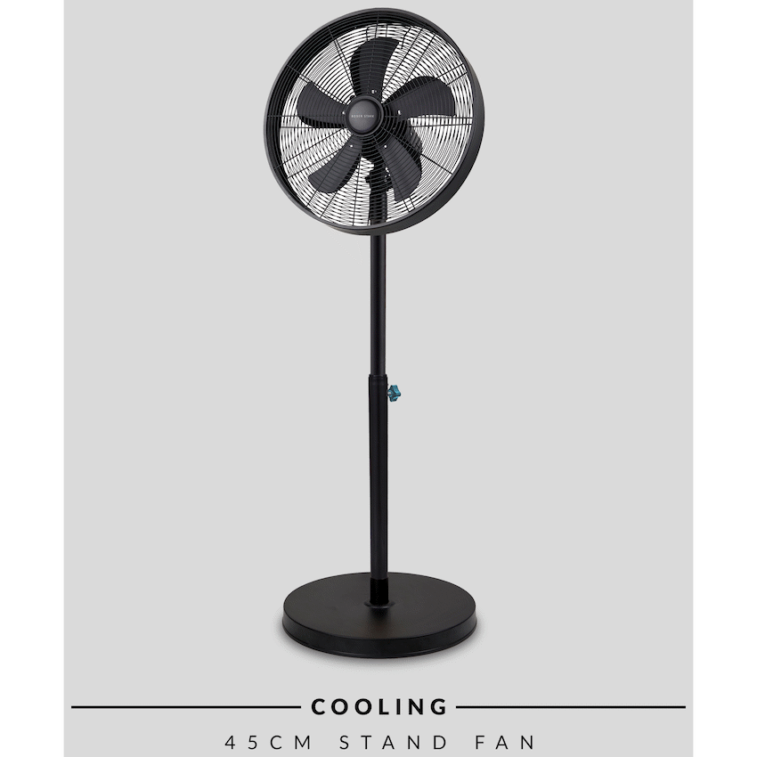 Boden Stark 45cm Stand Fan - Black - Black - Kitchen and Home