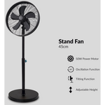 Boden Stark 45cm Stand Fan - Black - Black - Kitchen and Home