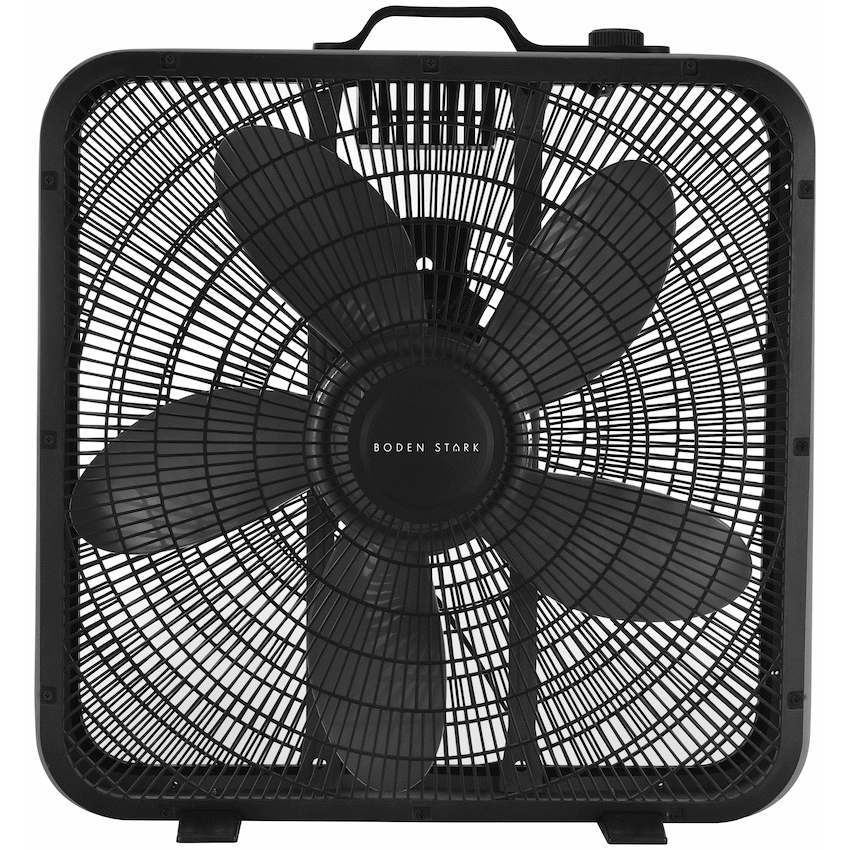 Boden Stark 50cm Box Fan 3-Speed Floor Fan - Black - Black - Kitchen and Home