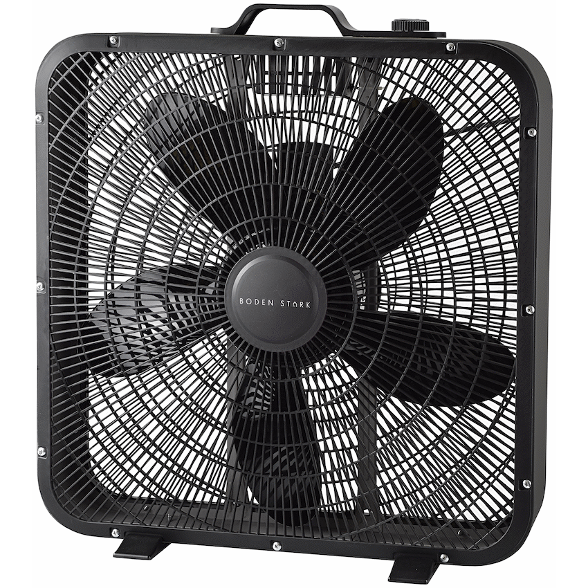 Boden Stark 50cm Box Fan 3-Speed Floor Fan - Black - Black - Kitchen and Home