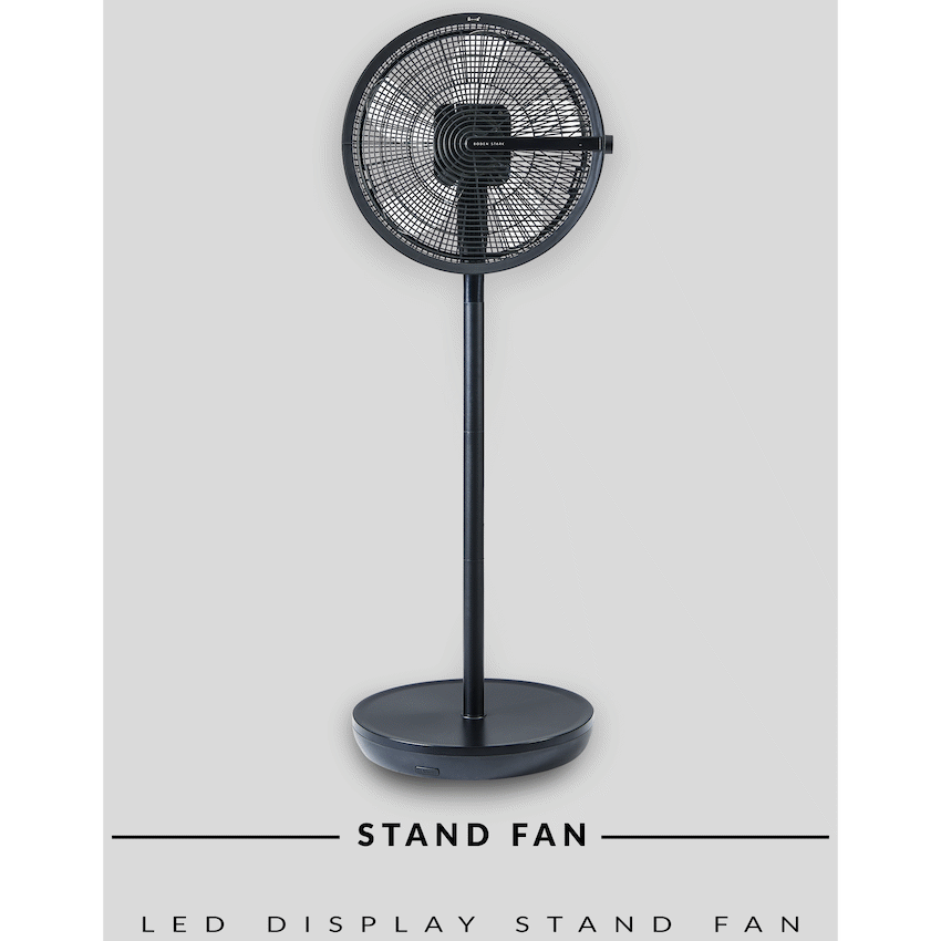 Boden Stark LED Display Stand Fan - Black - Black - Kitchen and Home