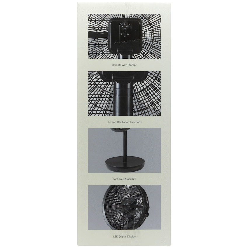 Boden Stark LED Display Stand Fan - Black - Black - Kitchen and Home