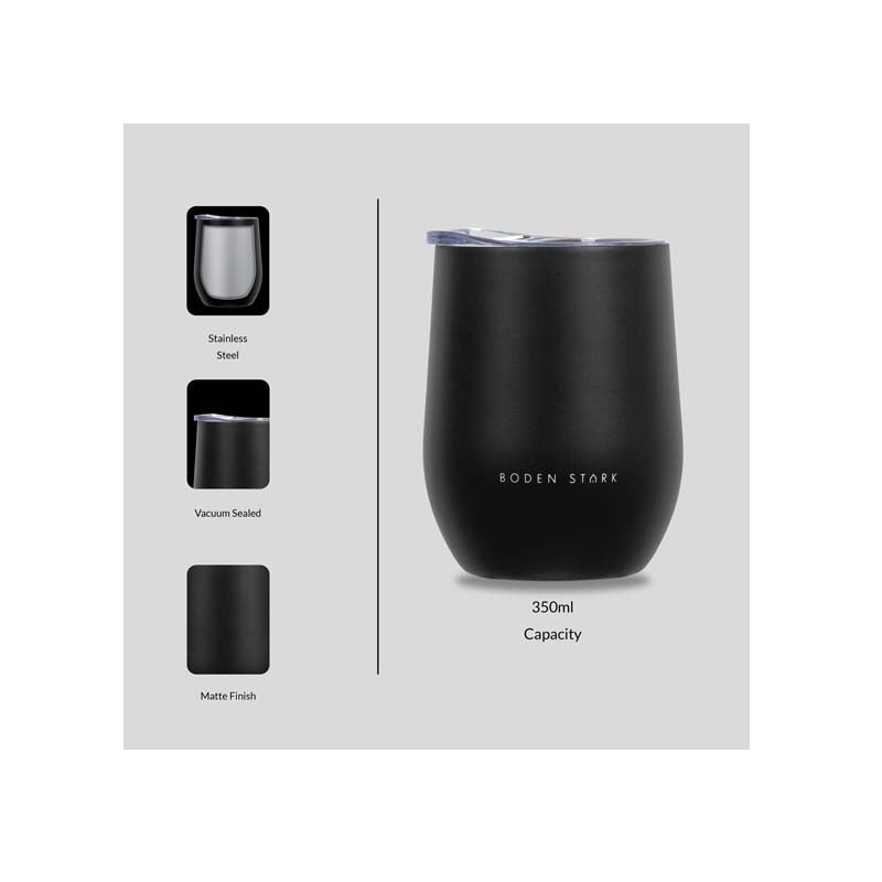 Boden Stark Stainless steel 350 ml Tumbler Flask - Black - Black