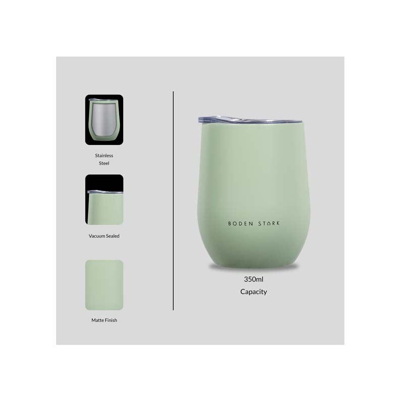 Boden Stark Stainless steel 350 ml Tumbler Flask - Green - Green