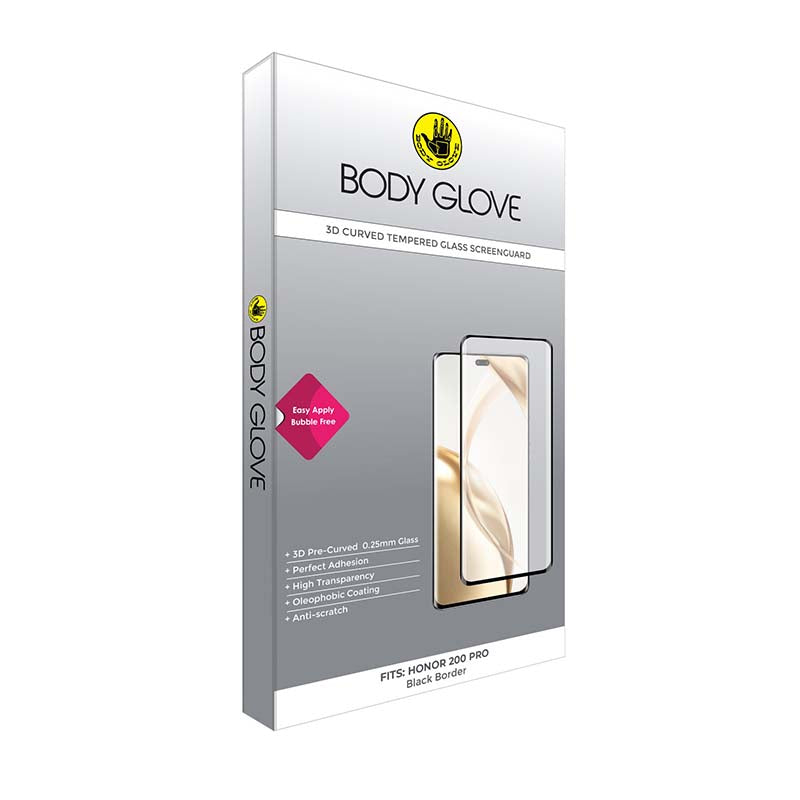 Body Glove 3D Tempered Glass Screen Protector Honor 200 Pro - Black - Black