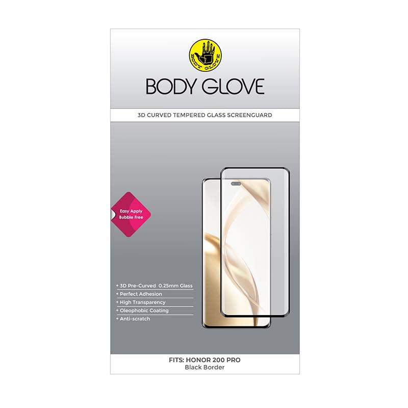Body Glove 3D Tempered Glass Screen Protector Honor 200 Pro - Black - Black