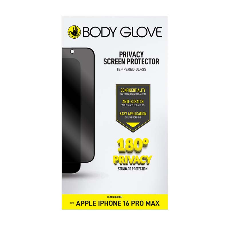 Body Glove Apple iPhone 16 Pro Max Privacy Tempered Glass Screen Protector - Black - Black