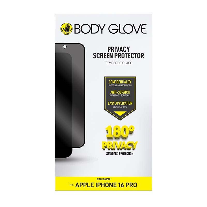 Body Glove Apple iPhone 16 Pro Privacy Tempered Glass Screen Protector - Black - Black