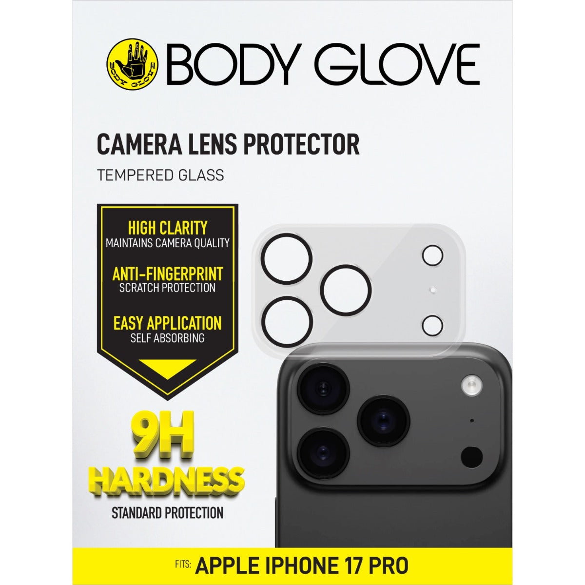 Body Glove Apple iPhone 17 Pro Tempered Glass Camera Screen Protector - Black