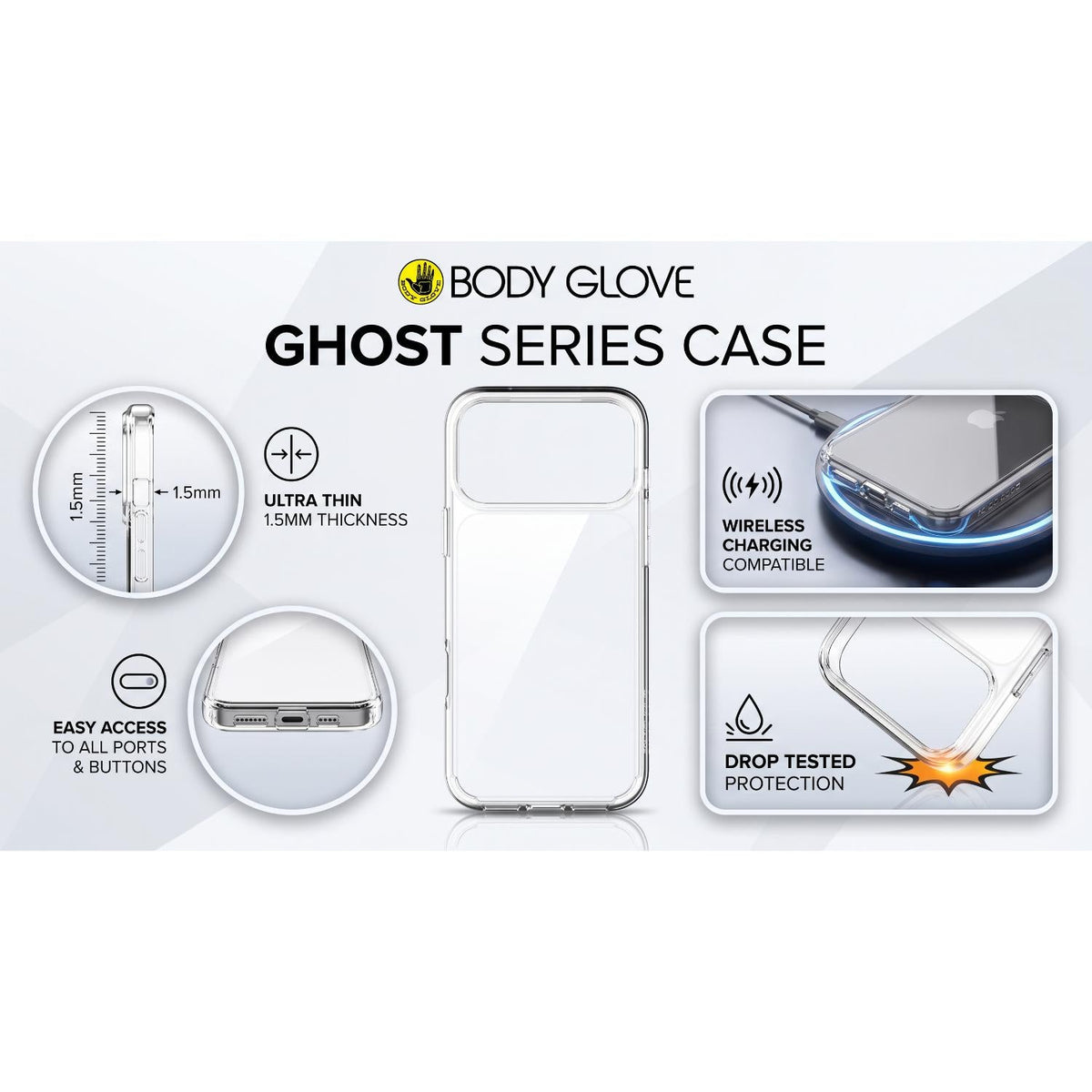 Body Glove Ghost Case Apple iPhone 18 Pro / 17 Pro - Clear - Clear