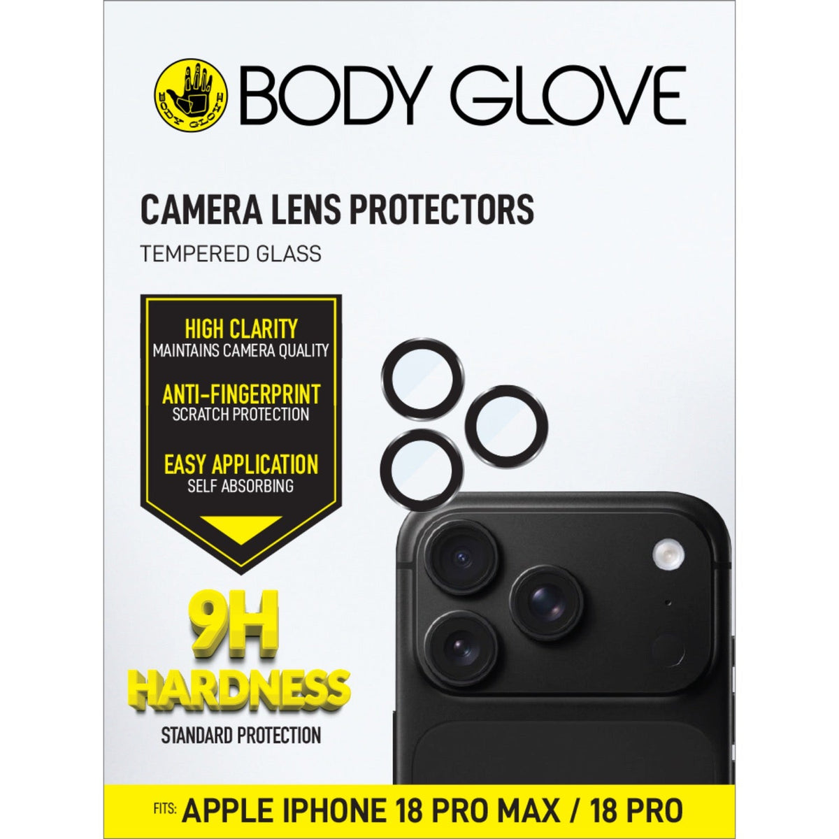 Body Glove Individual Lens Protectors For Apple iPhone 18 Pro / 18 Pro Max - Black Border - Black Border