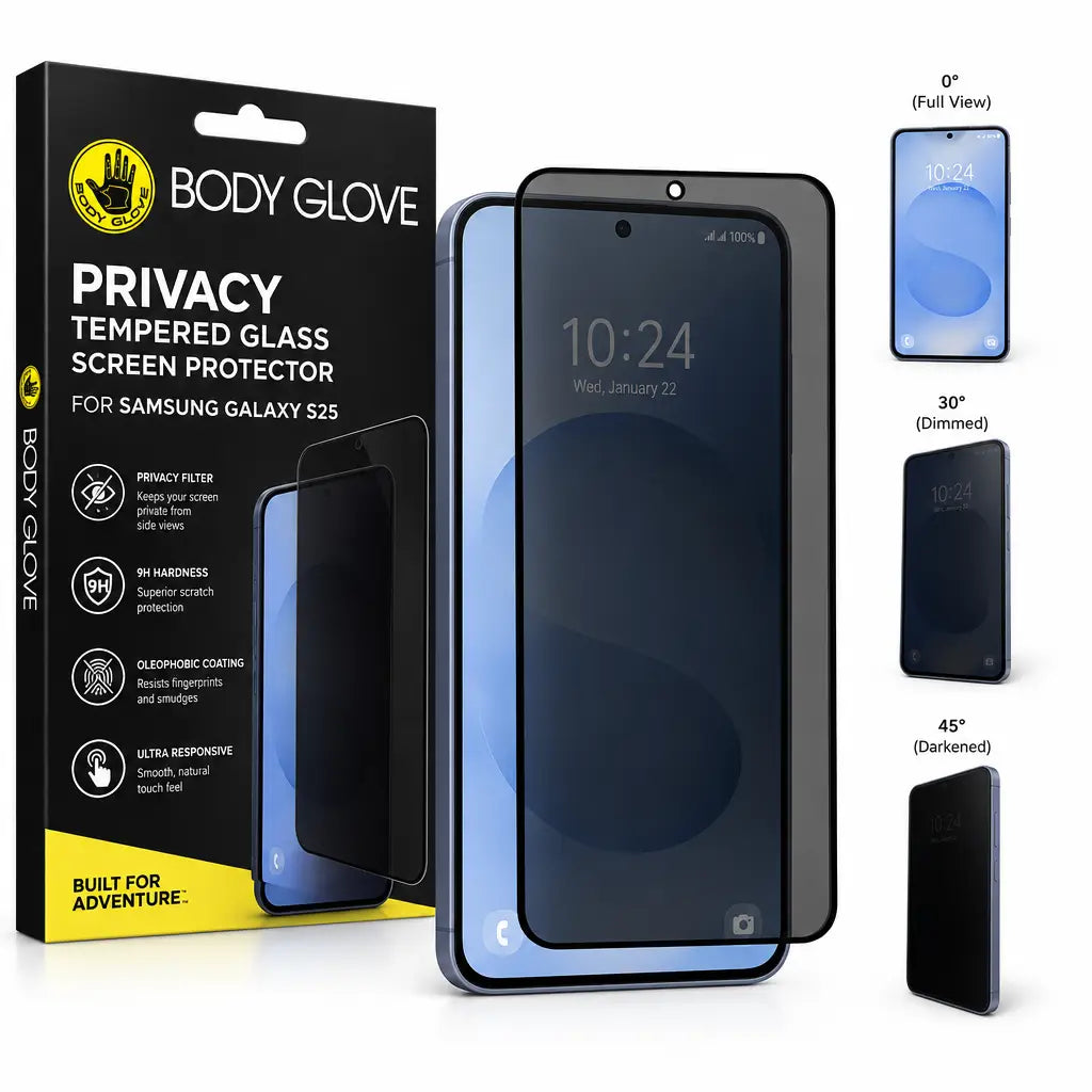 Body Glove Privacy Tempered Glass Screen Protector for Samsung Galaxy S25 - Black Border