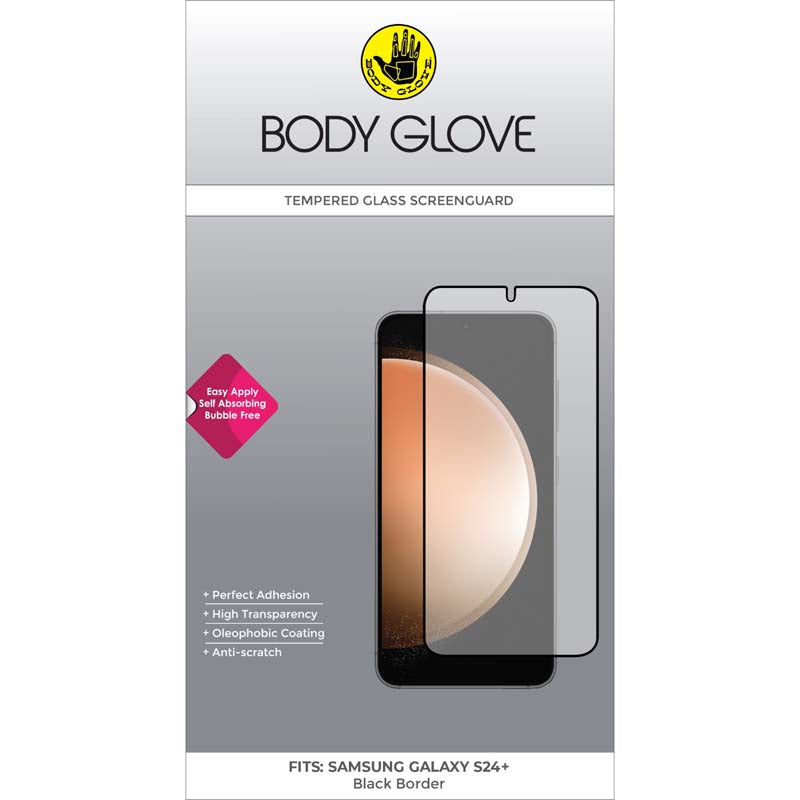 Body Glove Samsung Galaxy S24 Plus Tempered Glass Screen Protector - Black - Black