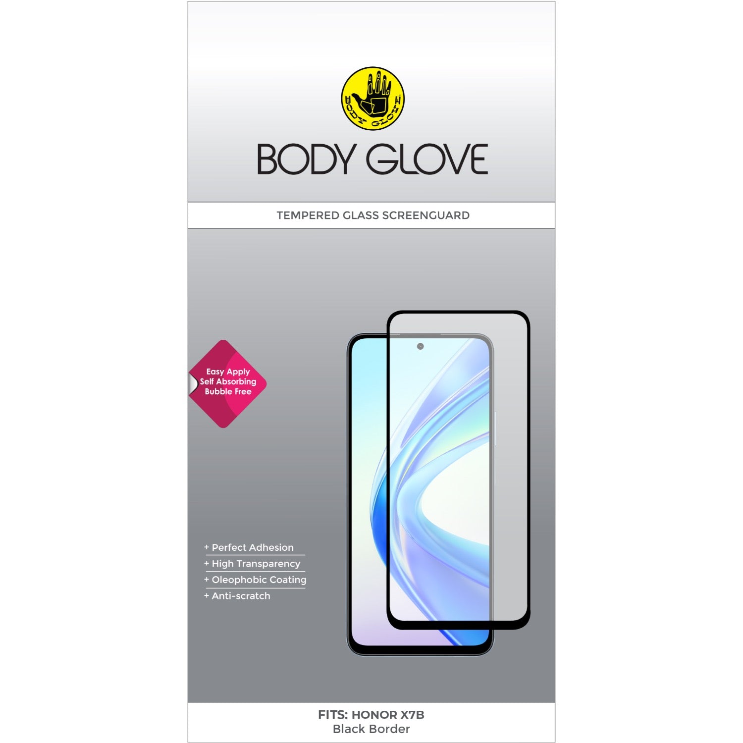 Body Glove Tempered Glass Screen Protector - Honor X7b - Black Border