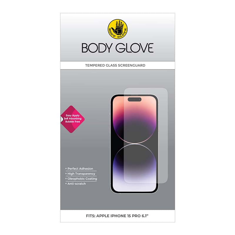 Body Glove Tempered Glass Screen Protector iPhone 15 Pro - Clear - Clear