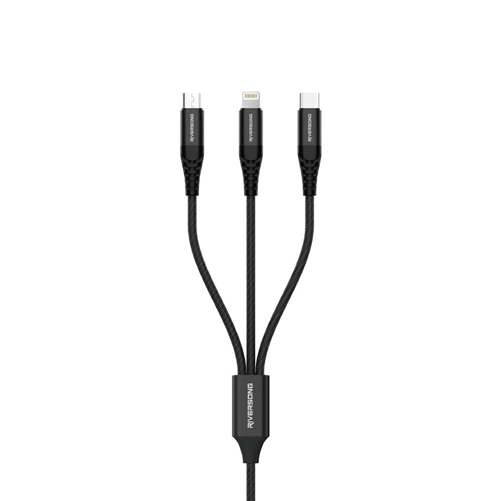Riversong Infinity 3 in 1 Multifunctional USB Cable - Black