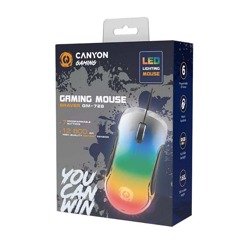 Canyon Braver GM-728 LED Crystal Wired Mouse - Black - Black