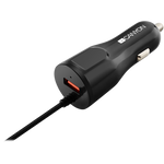 Canyon C-033/US Universal USB Car Adapter With Lightning Cable - Black Glossy - Black