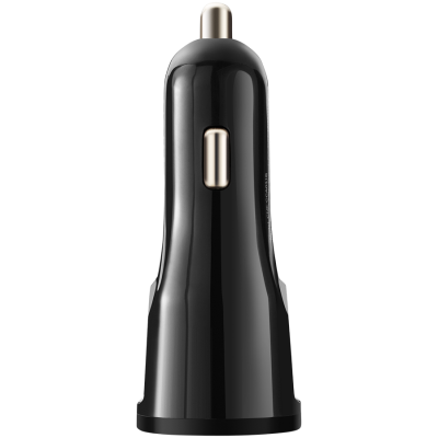 Canyon C-033/US Universal USB Car Adapter With Lightning Cable - Black Glossy - Black