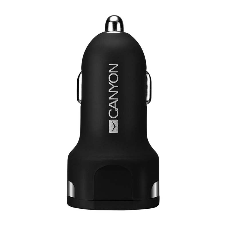 Canyon C-04 2.4A/2USB-A Car Charger - Black - Black