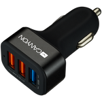 Canyon C-07 Universal 3xUSB Car Adapter with Smart IC - Black/Blue - Black