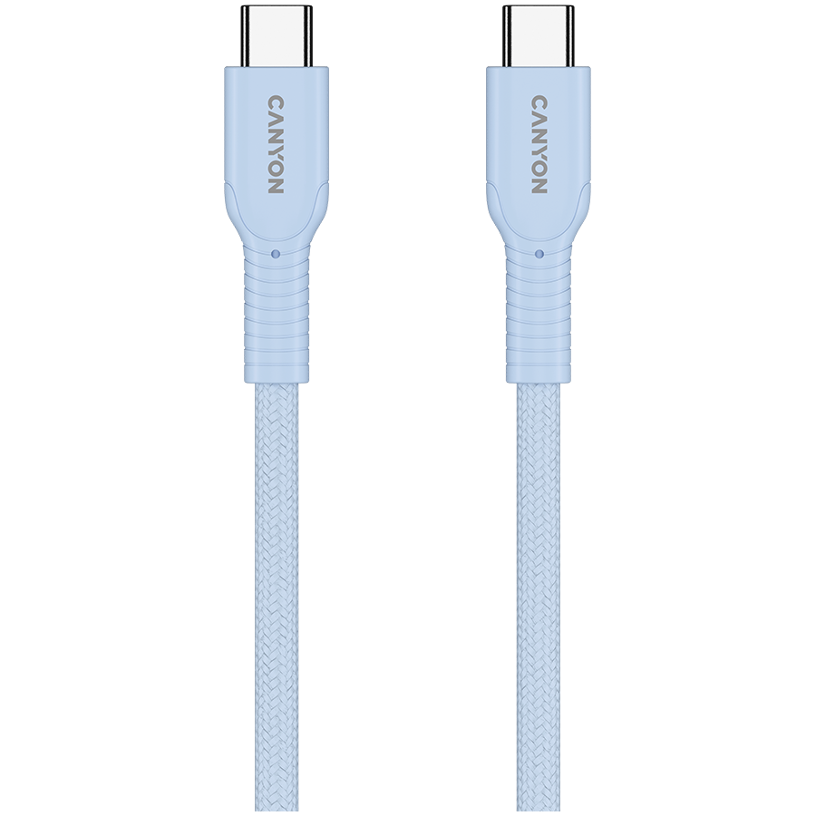 Canyon Cable On Wire 60CL C-C 60W Color Braided 1m - Light Blue - Light Blue - Cables USB
